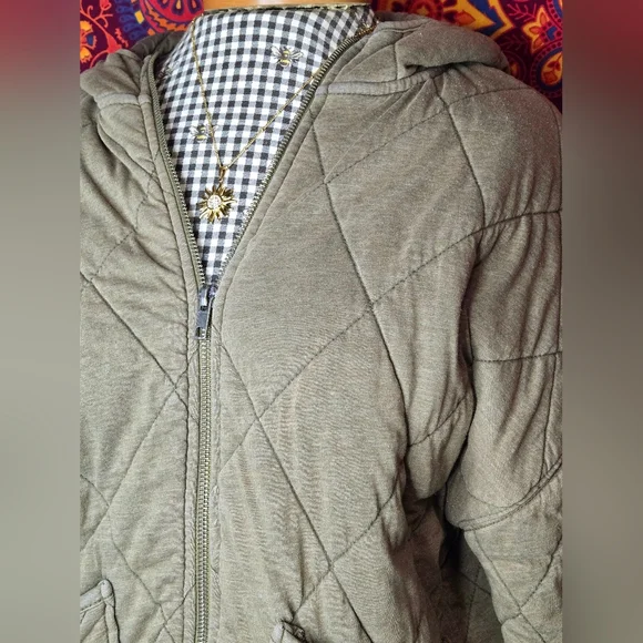 Quilted Olive Green Hooded Jacket - Picture 4 of 9